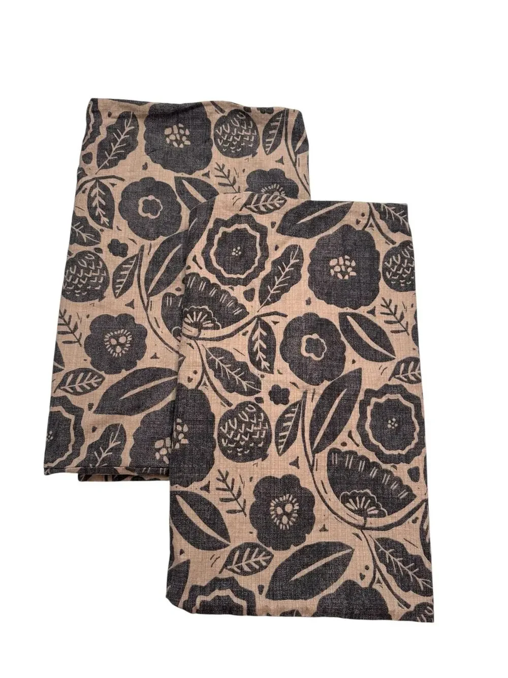 LEMIEUX ET CIE Pernelle King Pillowcases Tan and Gray Anthropologie 100% Cotton